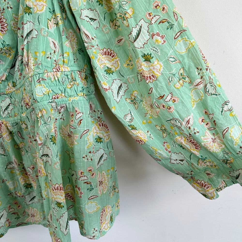 Torrid Top Women Plus 4X Blouse Cottage Boho Floral Summer Office Regency Green - Picture 5 of 12